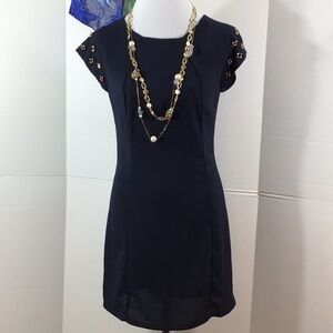 Moon Collection very dark navy blue sheath dress S